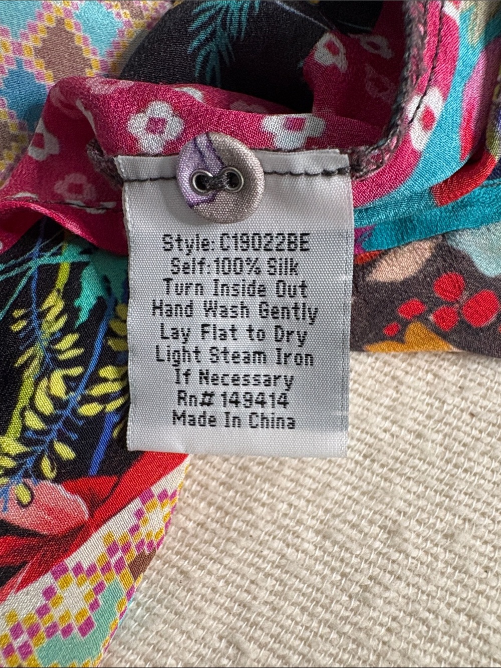 Johnny Was Silk Button Down Blouse - Picture 4 of 4